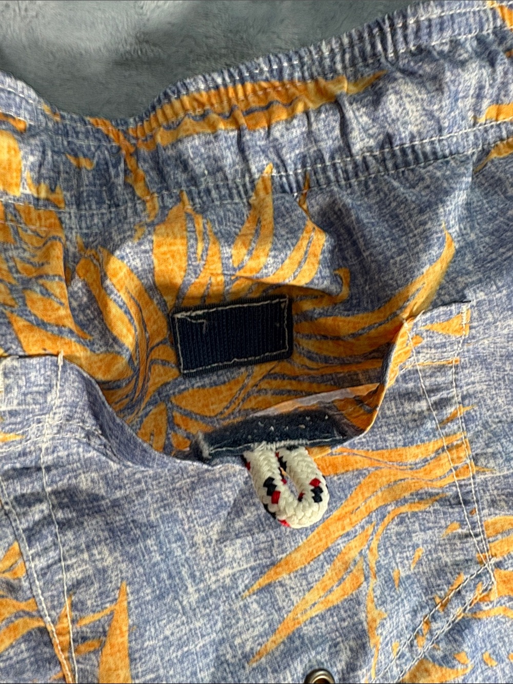 Lands' End Blue Swim Shorts with Orange Pineapple Print - Picture 8 of 10